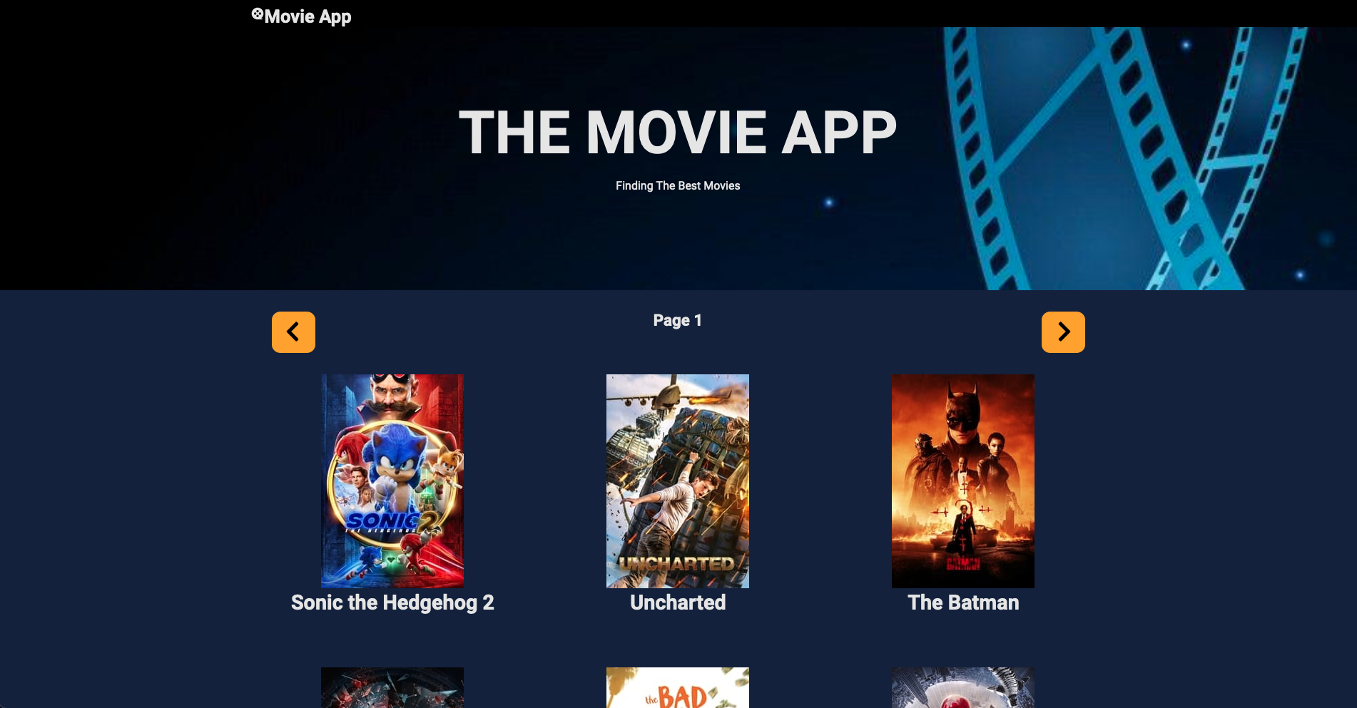 Snapshot of web pages with several movies on the front